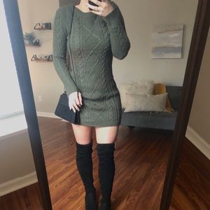 Olive Green Sweater Dress